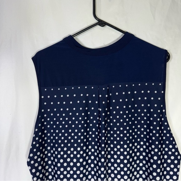 PerSeption Women’s Sleeveless Polka Dot & Stripes Blouse - Picture 4 of 6